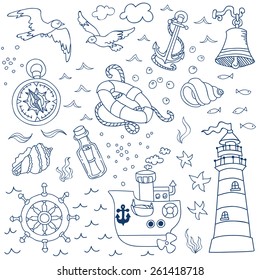 Nautical Sea Design Elements in vector