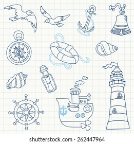 Nautical Sea Design Elements. Vector