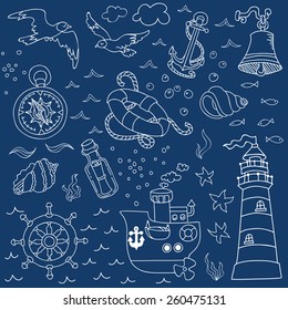 Nautical Sea Elements. For scrapbook and design in vector