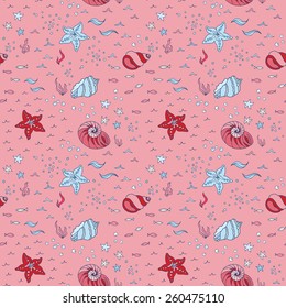 Nautical Sea Seamless Pattern - for scrapbook and design in vector