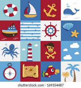 Nautical and Sea Set, maritime icon, pirate