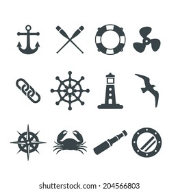 nautical sea symbol set vector