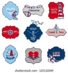 Nautical Sea Tag Elements - for scrapbook and design in vector