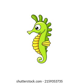 Nautical sea-horse isolated underwater animal funny cartoon character personage. Vector marine fauna wildlife creature, aquarium decoration. Nautical sea-horse underwater animal, aquatic emoticon