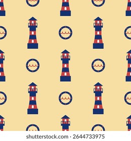 Nautical seamless background. Marine sea patterns. Set blue print with sailboat, anchor, waves, polka dot, zigzag. Childish texture for baby shower, scrapbooking. Geometric design. Vector illustration