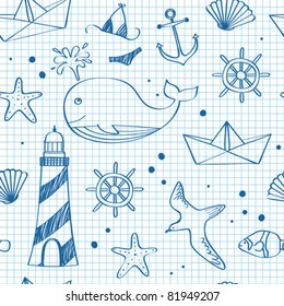 Nautical seamless doodles