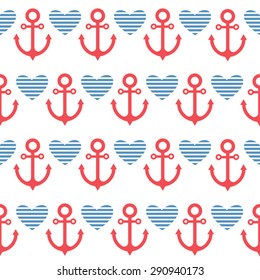 nautical seamless pattern with anchor