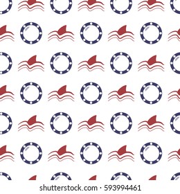Nautical seamless pattern with anchor and porthole.  Vector illustration
