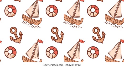 nautical seamless pattern, art vector illustration