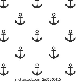 Nautical seamless pattern with black anchors on white background – vector design perfect for kids, beach themes, and handmade products 