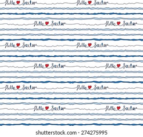 Nautical Seamless Pattern, Doodle Navy Print