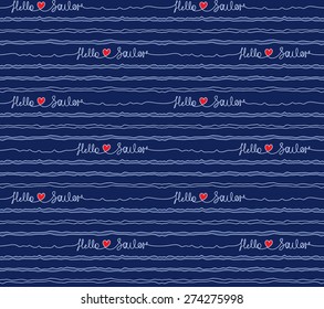 nautical seamless pattern, doodle navy print