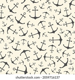 Nautical seamless pattern with geometric ship anchors