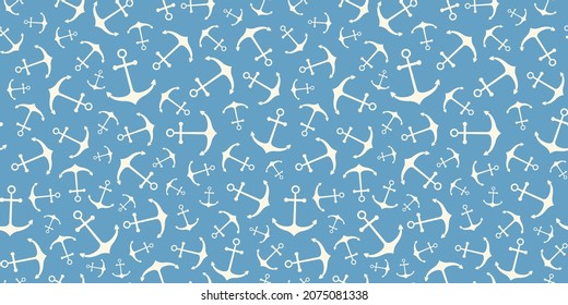Nautical seamless pattern with geometric ship anchors
