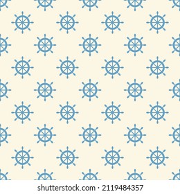 Nautical seamless pattern with geometric ship wheels