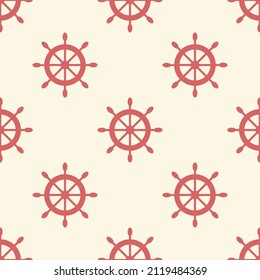 Nautical seamless pattern with geometric ship wheels