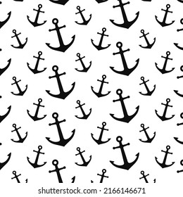 Nautical seamless pattern with geometric ship anchors. Vector illustration.
