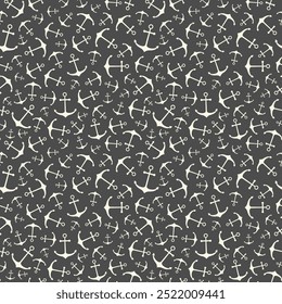 Nautical seamless pattern with geometric ship anchors