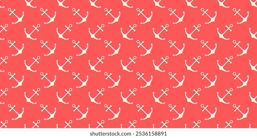 Nautical seamless pattern with geometric ship anchors