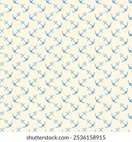 Nautical seamless pattern with geometric ship anchors