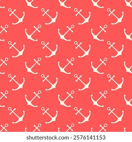 Nautical seamless pattern with geometric ship anchors