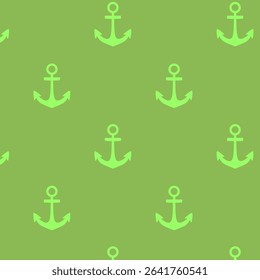 Nautical seamless pattern with green anchors – vector design perfect for kids, beach themes, and handmade products
