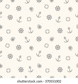 Nautical seamless pattern. Hand drawn vector illustration.