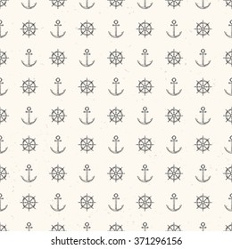 Nautical seamless pattern. Hand drawn vector illustration.