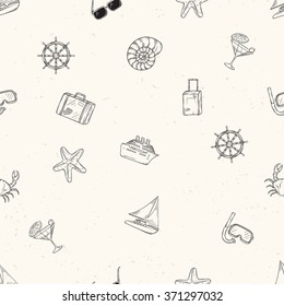 Nautical seamless pattern. Hand drawn vector illustration.