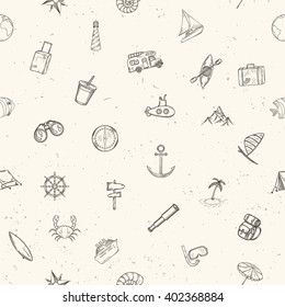 Nautical seamless pattern. Hand drawn vector illustration.