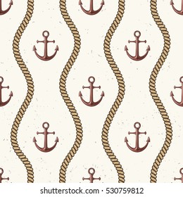 Nautical seamless pattern. Hand drawn vector illustration.