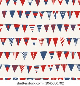 Nautical Seamless Pattern with Red and Navy Vessel Signal Flags 