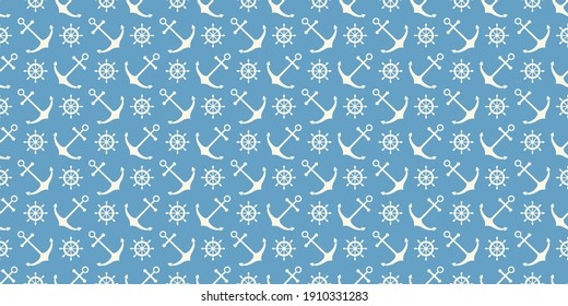 Nautical seamless pattern with ship anchors. Vector illustration