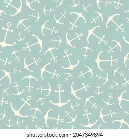 Nautical seamless pattern with ship anchors. Vector illustration