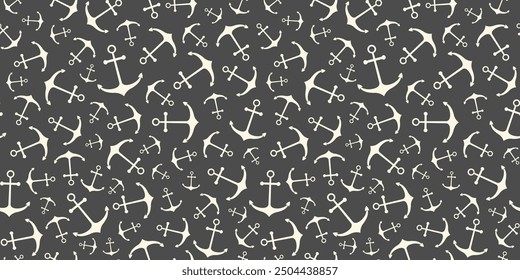 Nautical seamless pattern with ship anchors. Vector illustration