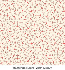 Nautical seamless pattern with ship anchors. Vector illustration