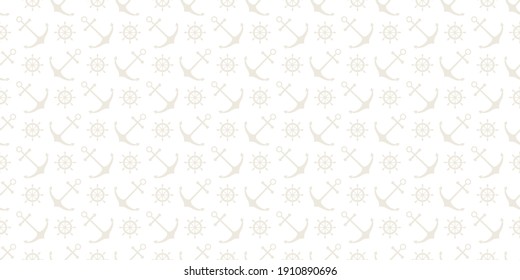 Nautical seamless pattern with ship wheels and anchors. Vector illustration