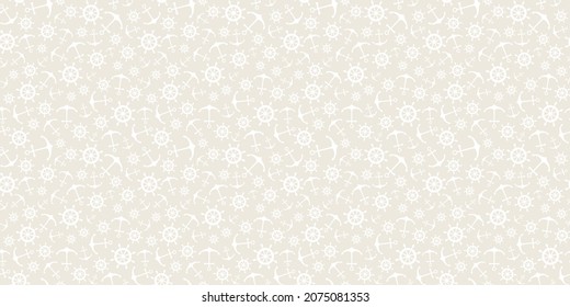 Nautical seamless pattern with ship wheels and anchors