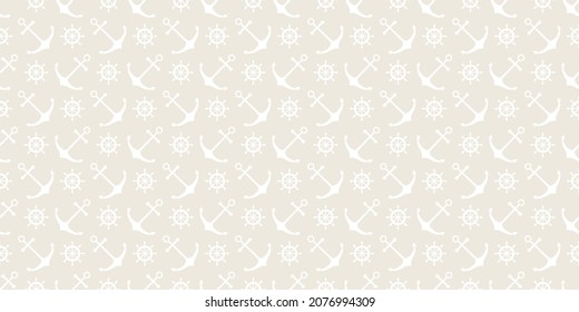 Nautical seamless pattern with ship wheels and anchors. Vector illustration