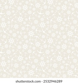 Nautical seamless pattern with ship wheels and anchors