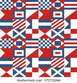 Nautical Seamless Pattern stylized as Composition of International Maritime Signal Flags