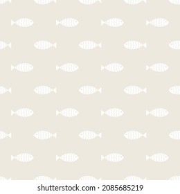 Nautical seamless pattern with swimming cartoon fish