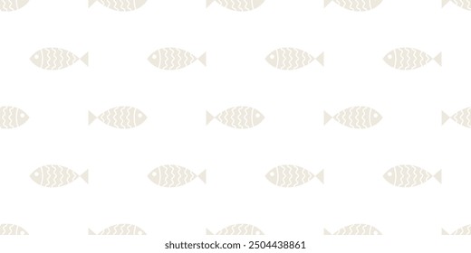 Nautical seamless pattern with swimming cartoon fish. Vector illustration