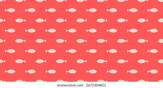 Nautical seamless pattern with swimming cartoon fish