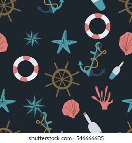 Nautical seamless pattern. Vector illustration