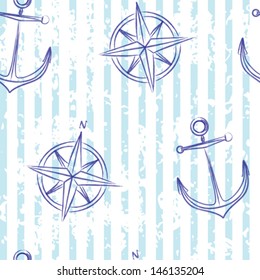 Nautical seamless in retro style