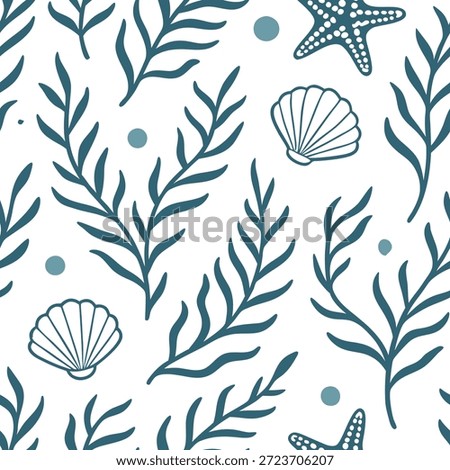 Nautical seamless tile pattern with marine inspired floral motifs and oceanic color scheme for coastal homes concept as Marine inspired floral motifs with oceanic colors create nautical seamless tile pattern for coastal homes in Photo Stock Concept and empty space on the left side,no text --ar 7:2 --tile