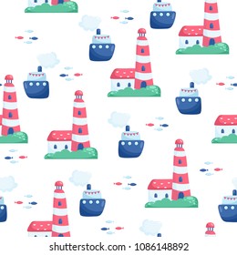 Nautical seamless vector pattern