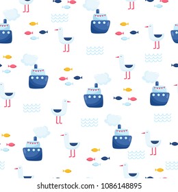 Nautical seamless vector pattern