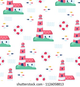 Nautical seamless vector pattern